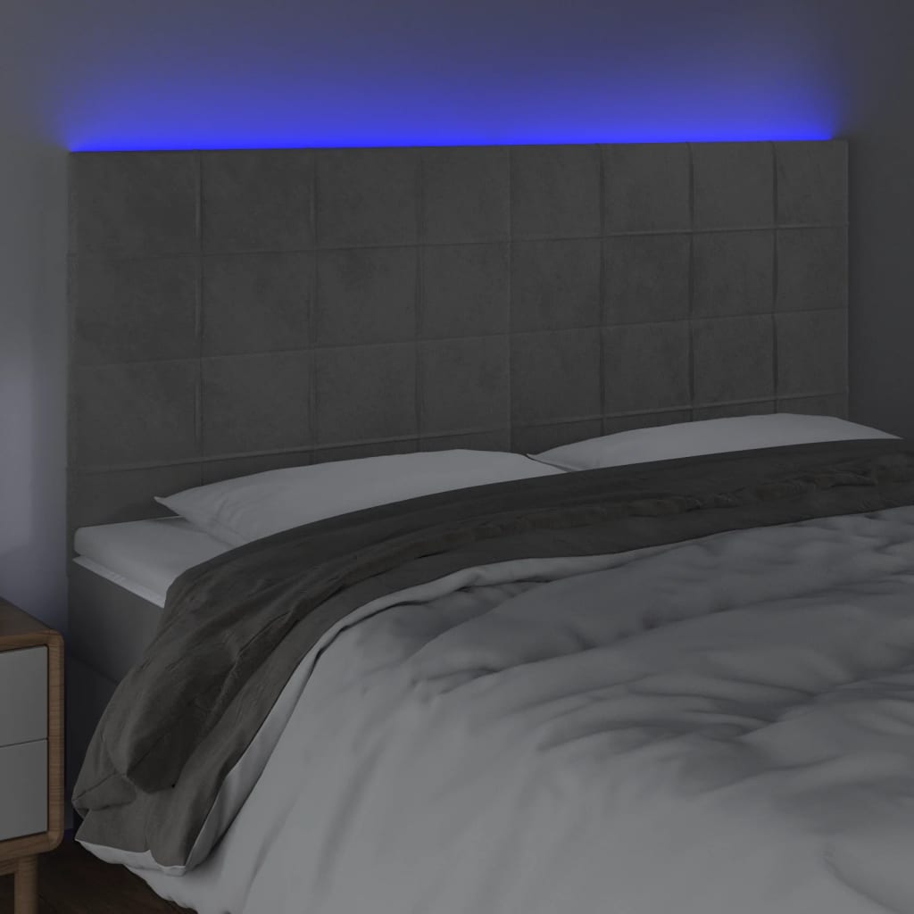 LED uzglavlje svjetlosivo 200x5x118/128 cm baršunasto