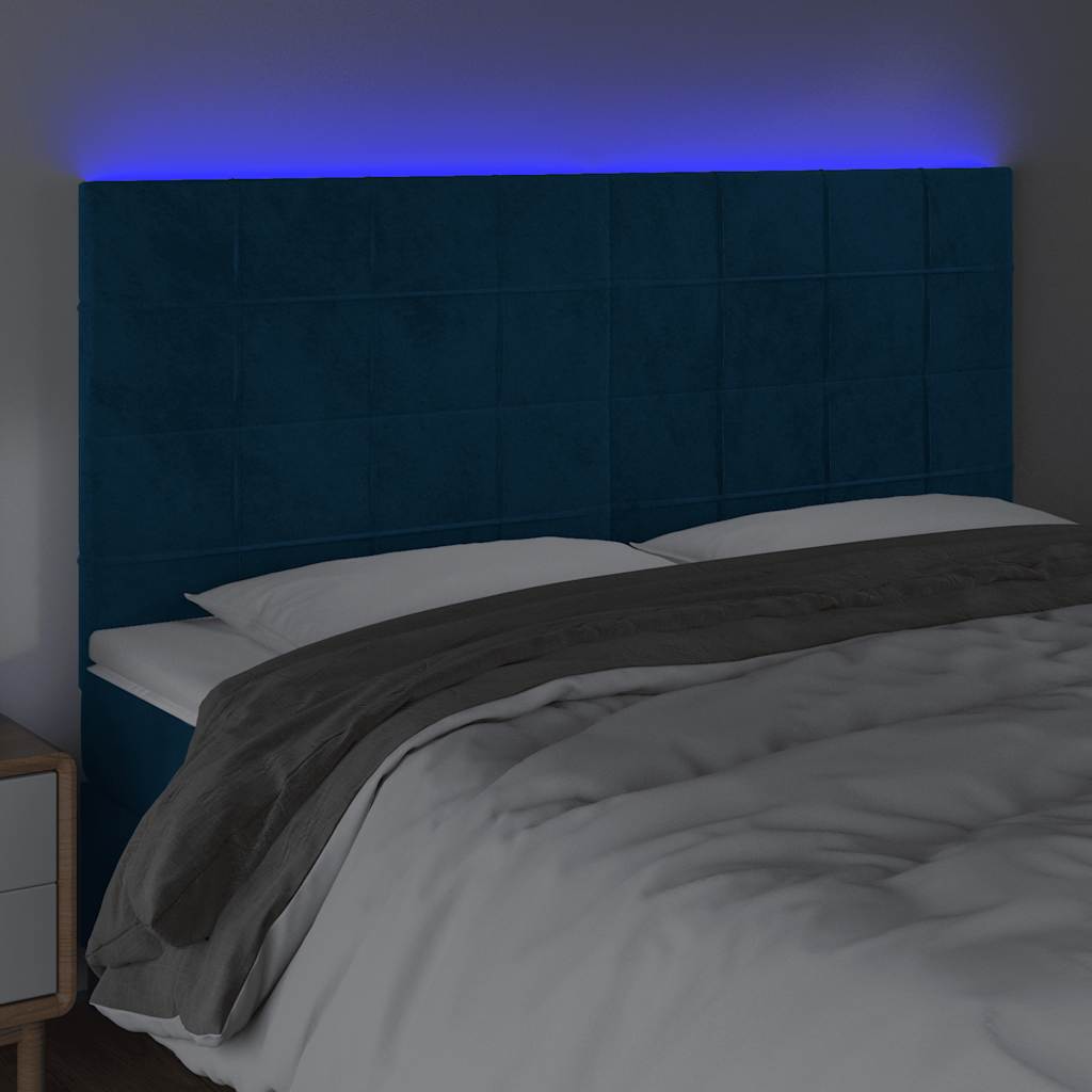 LED uzglavlje tamnoplavo 200x5x118/128 cm od tkanine