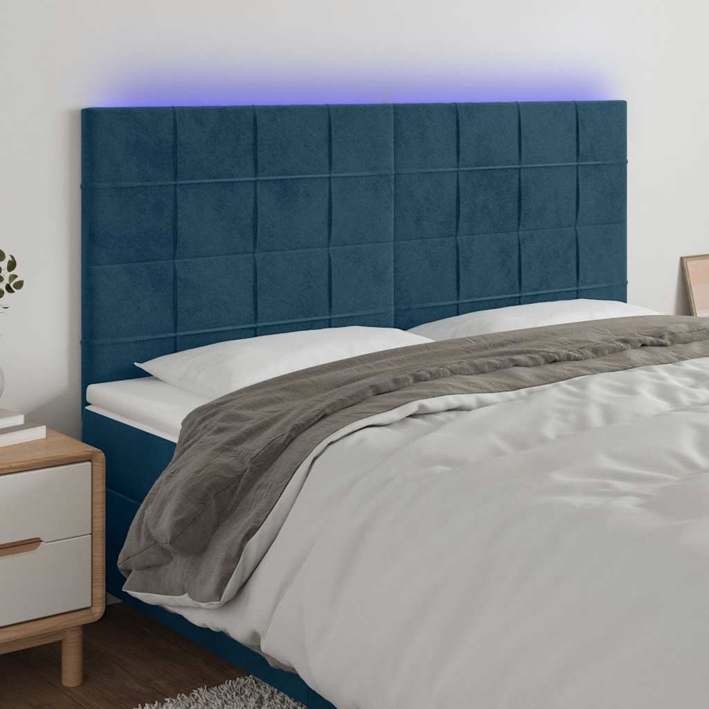 LED uzglavlje tamnoplavo 200x5x118/128 cm od tkanine