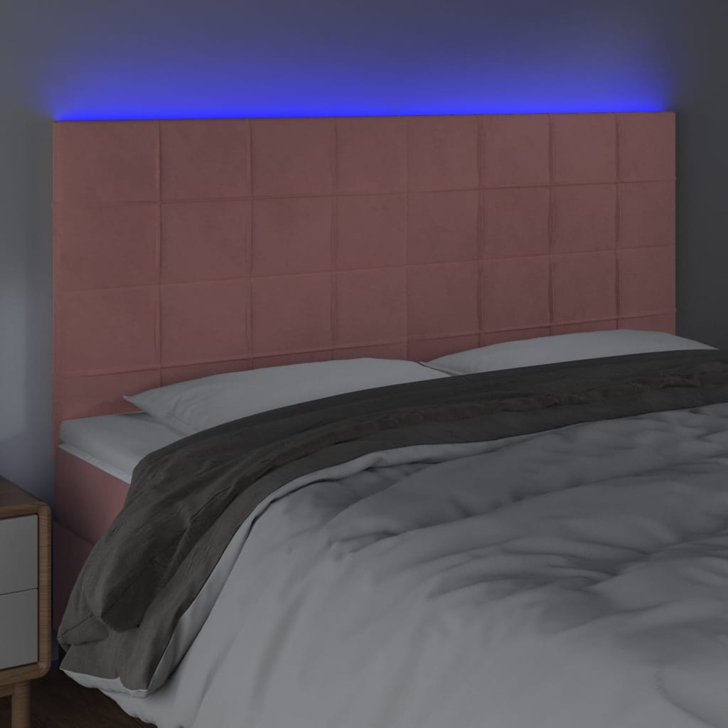 LED uzglavlje ružičasto 200x5x118/128 cm baršunasto