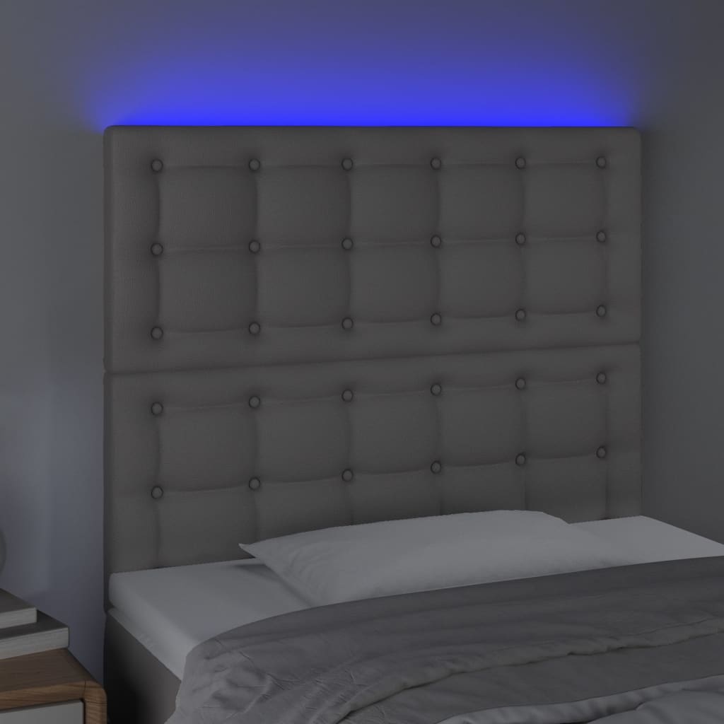 LED uzglavlje sivo 80x5x118/128 cm od umjetne kože