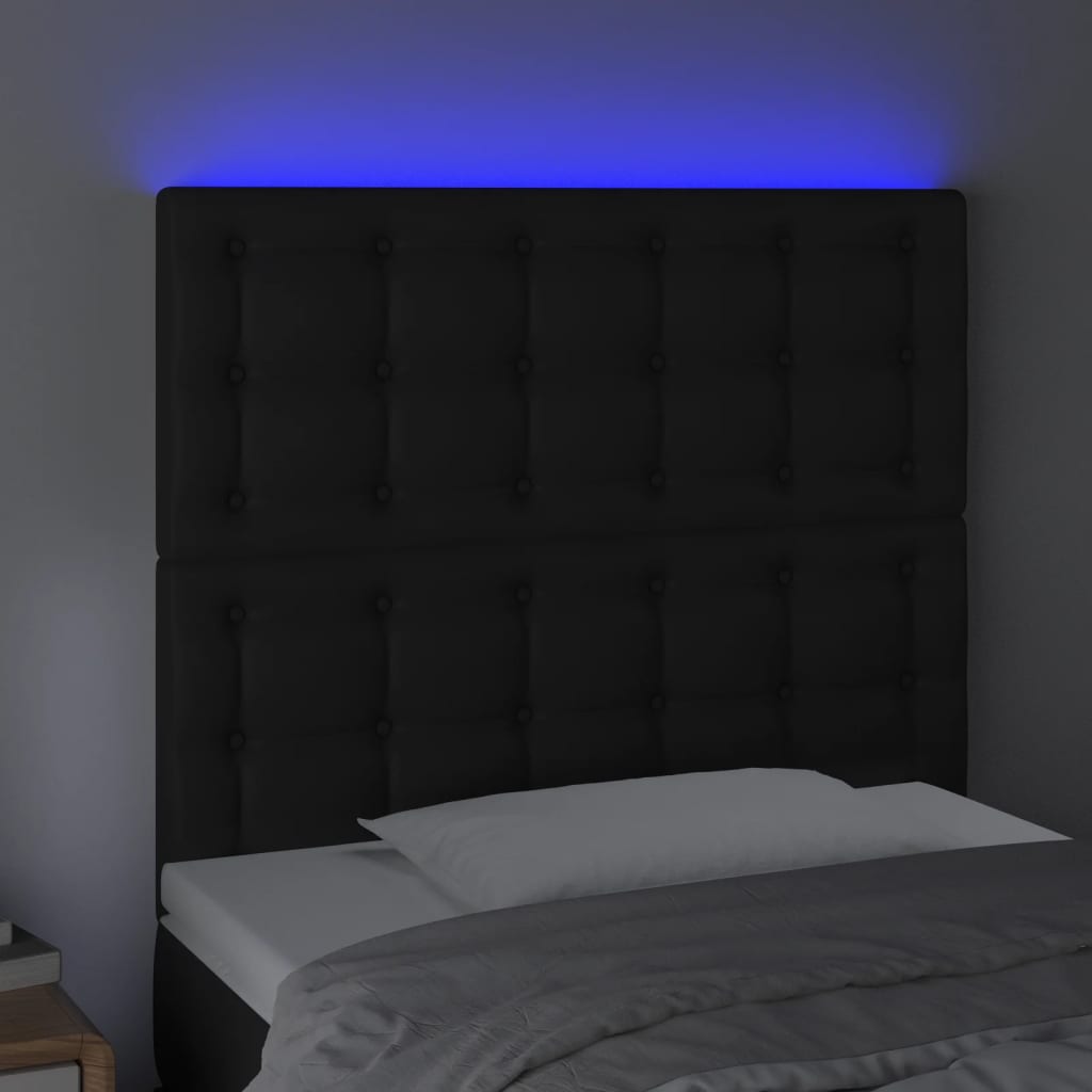 LED uzglavlje crno 100x5x118/128 cm od umjetne kože