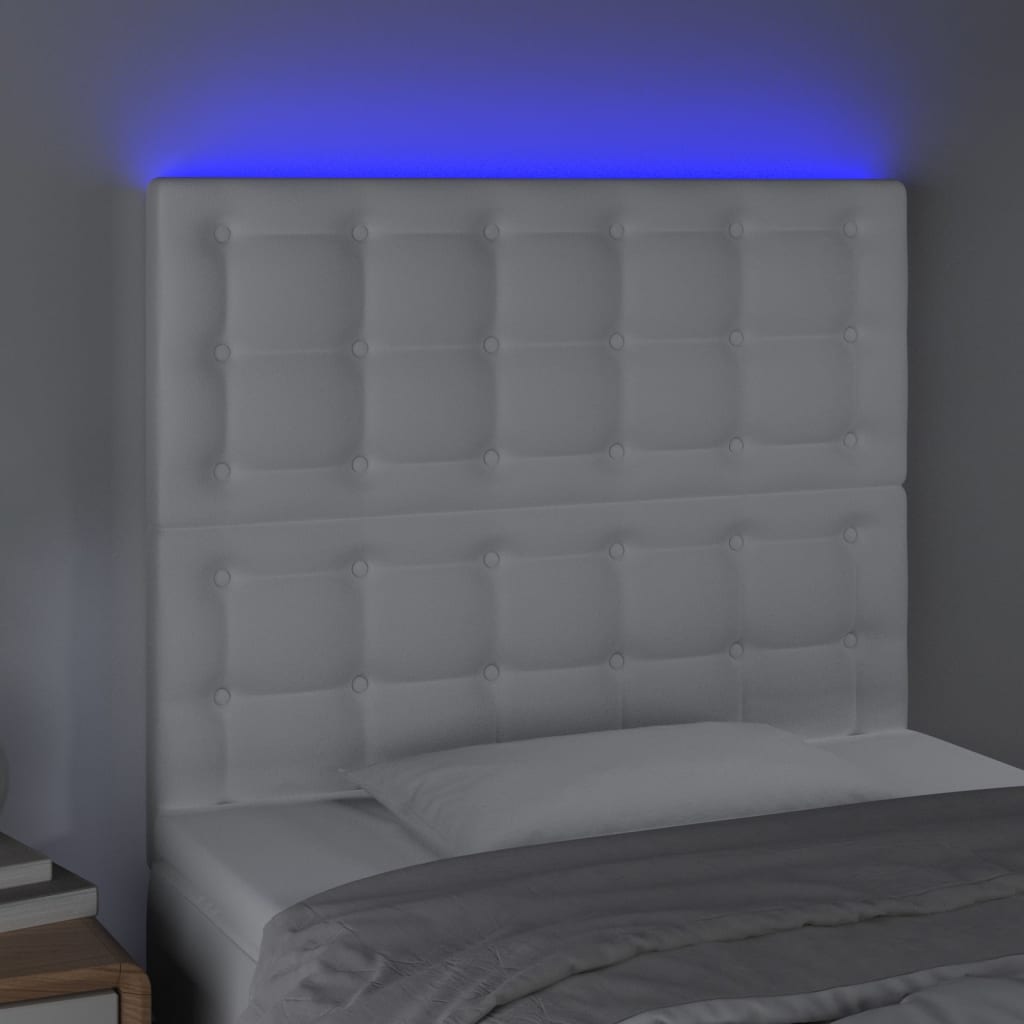 LED uzglavlje bijelo 100x5x118/128 cm od umjetne kože