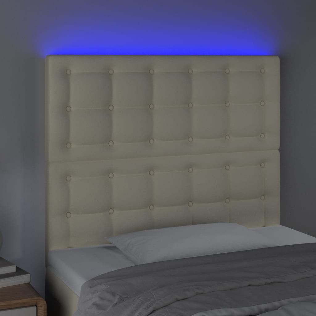 LED uzglavlje krem 100x5x118/128 cm od umjetne kože