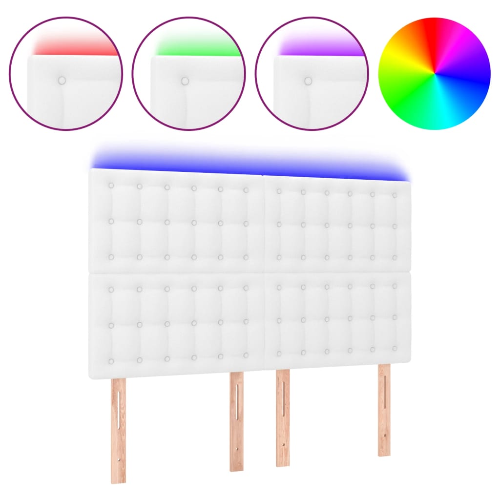 LED uzglavlje bijelo 144x5x118/128 cm od umjetne kože