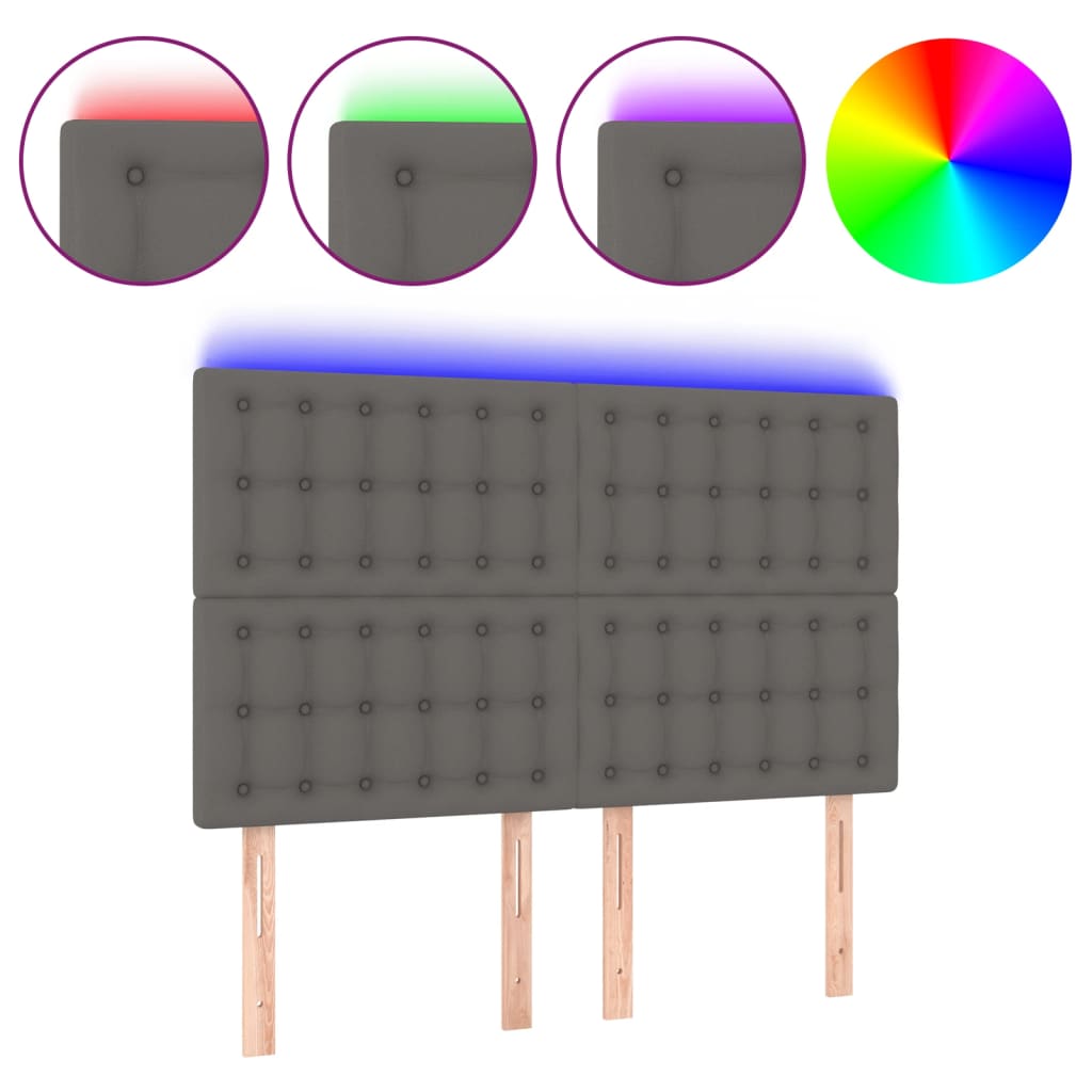 LED uzglavlje sivo 144x5x118/128 cm od umjetne kože