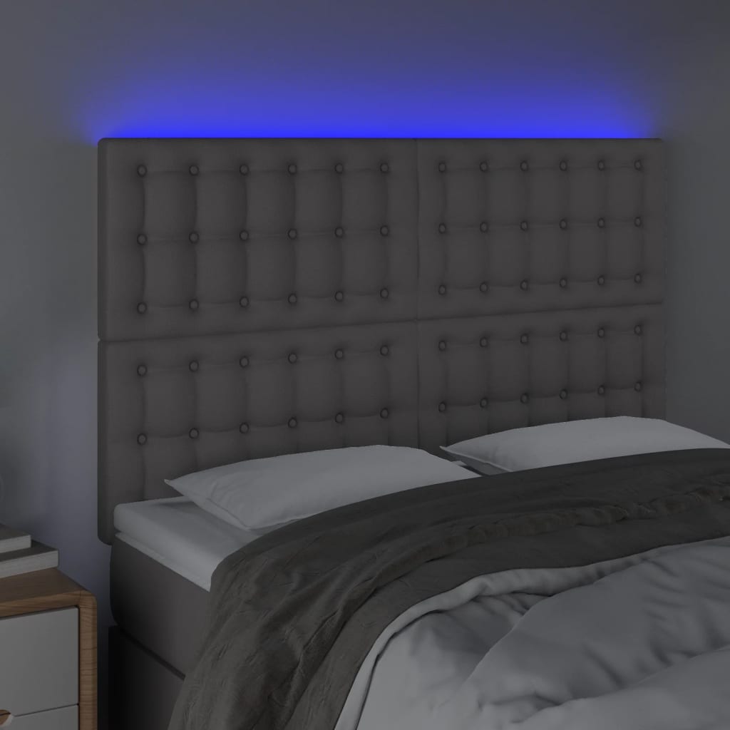 LED uzglavlje sivo 144x5x118/128 cm od umjetne kože