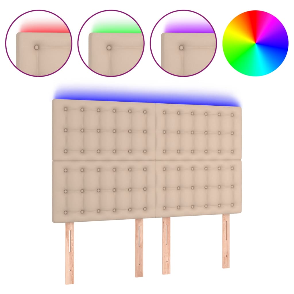 LED uzglavlje boja cappuccina 144x5x118/128cm od umjetna koža