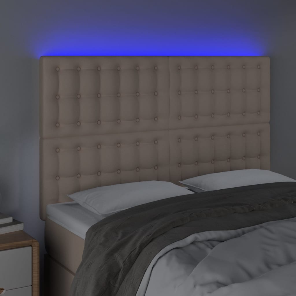 LED uzglavlje boja cappuccina 144x5x118/128cm od umjetna koža