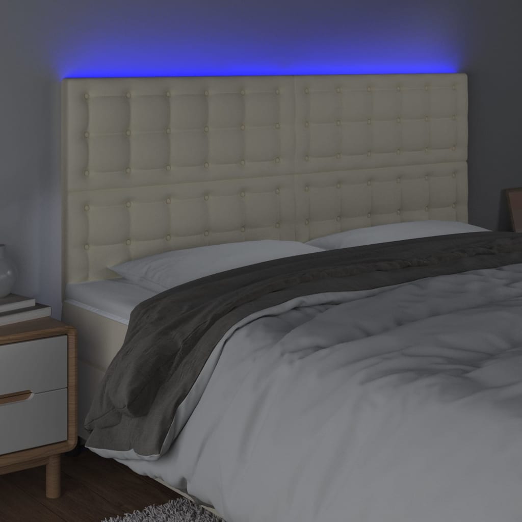 LED uzglavlje krem 160x5x118/128 cm od umjetne kože