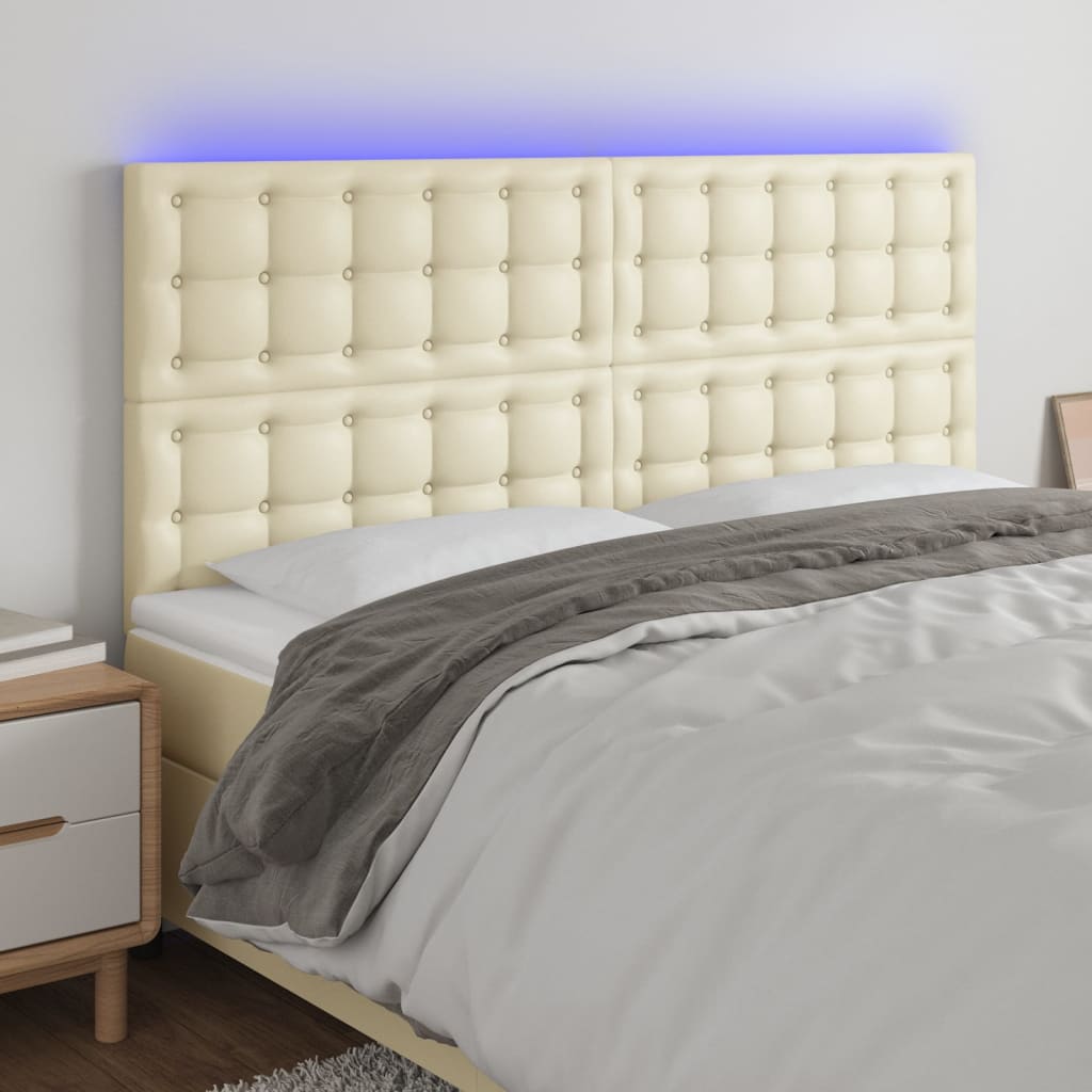LED uzglavlje krem 160x5x118/128 cm od umjetne kože