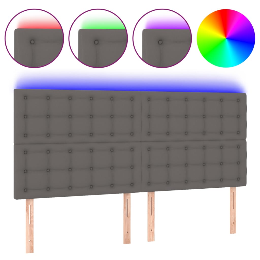 LED uzglavlje sivo 160x5x118/128 cm od umjetne kože