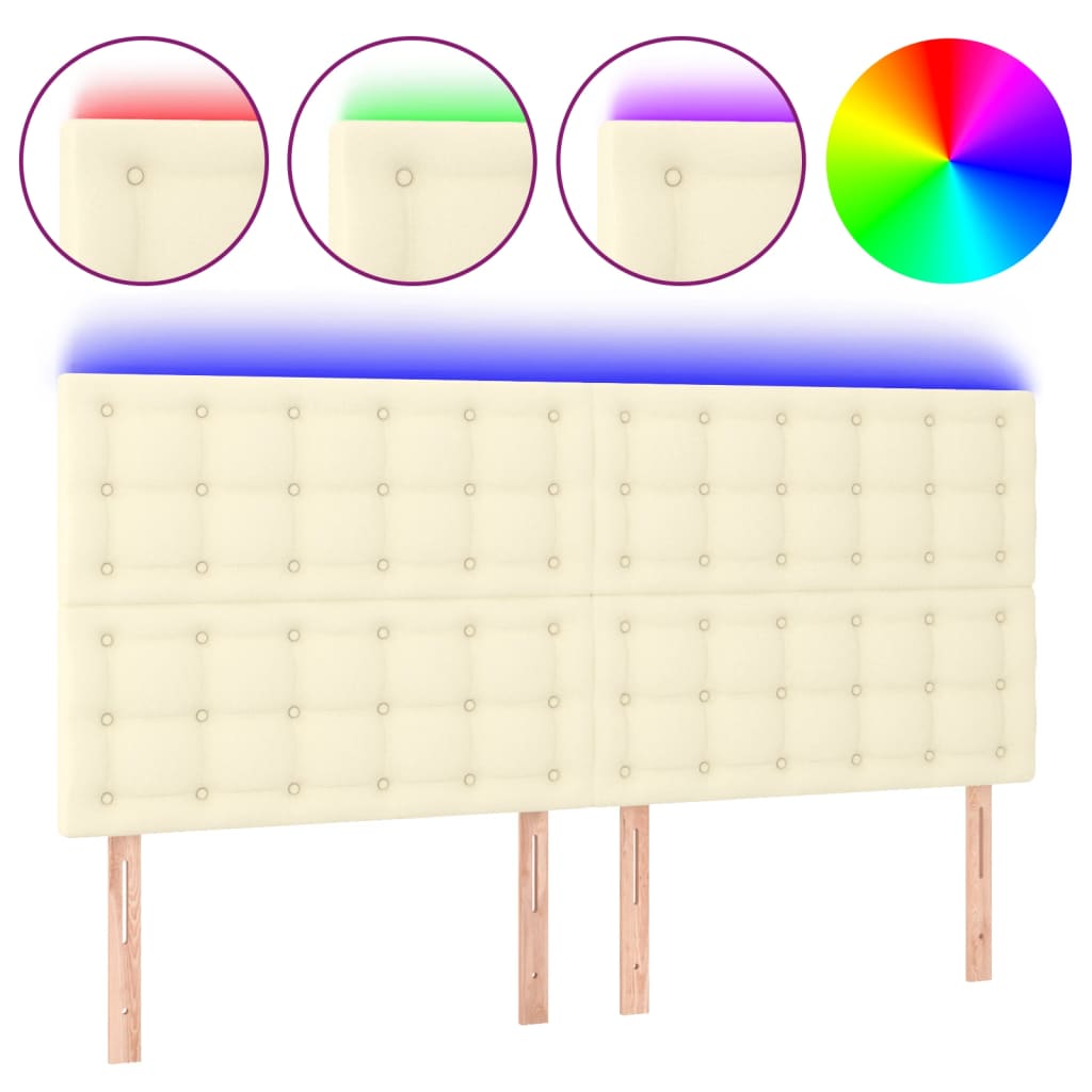 LED uzglavlje krem 180x5x118/128 cm od umjetne kože