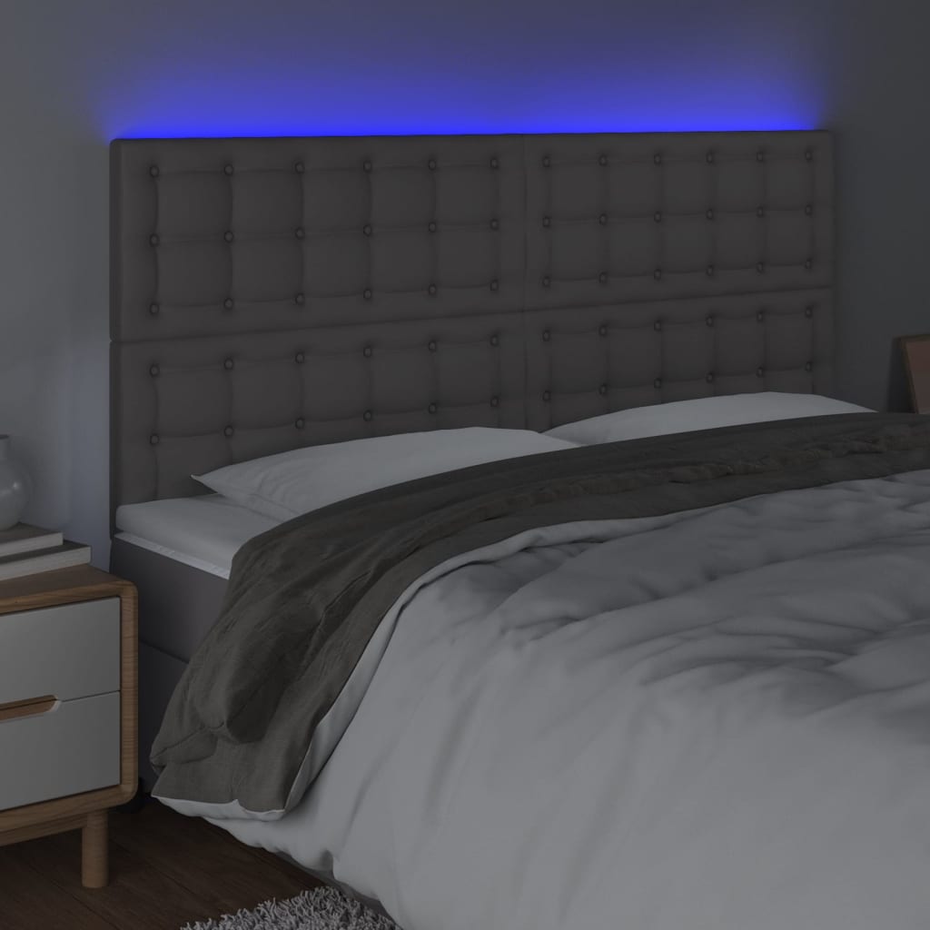 LED uzglavlje sivo 200x5x118/128 cm od umjetne kože
