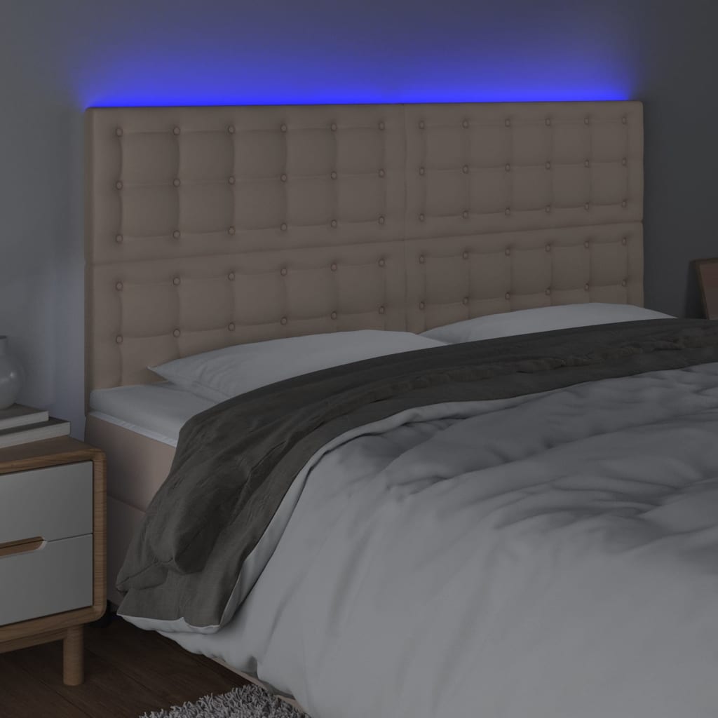 LED uzglavlje boja cappuccina 200x5x118/128 cm od umjetna koža