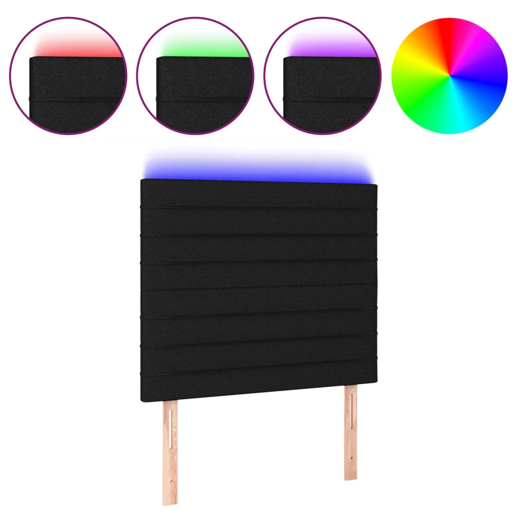 LED uzglavlje crno 80x5x118/128 cm od tkanine