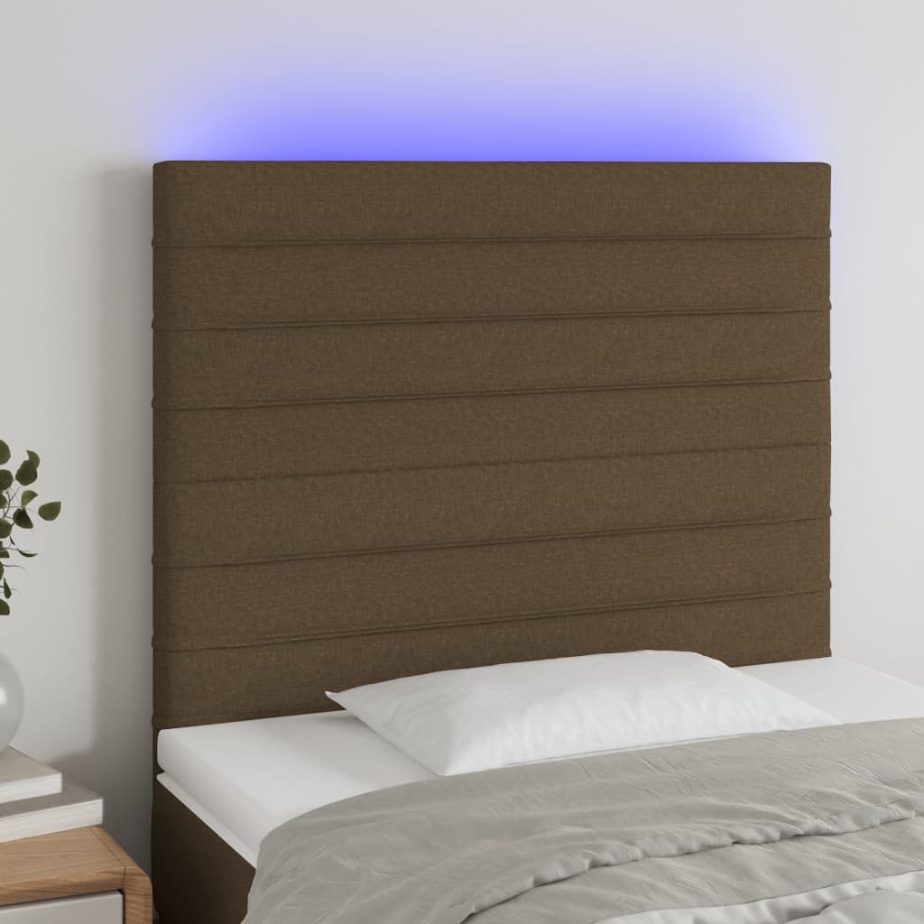 LED uzglavlje tamnosmeđe 80x5x118/128 cm od tkanine
