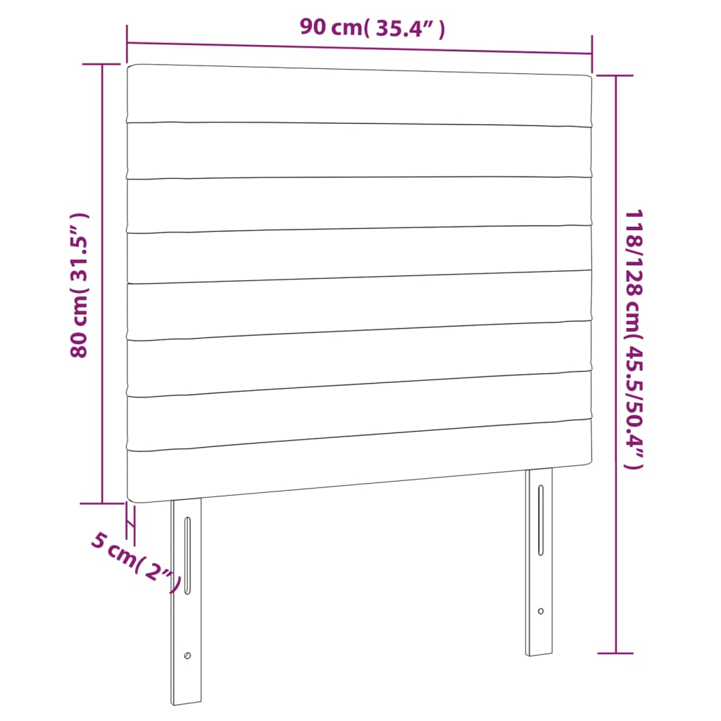 LED uzglavlje crno 90x5x118/128 cm od tkanine