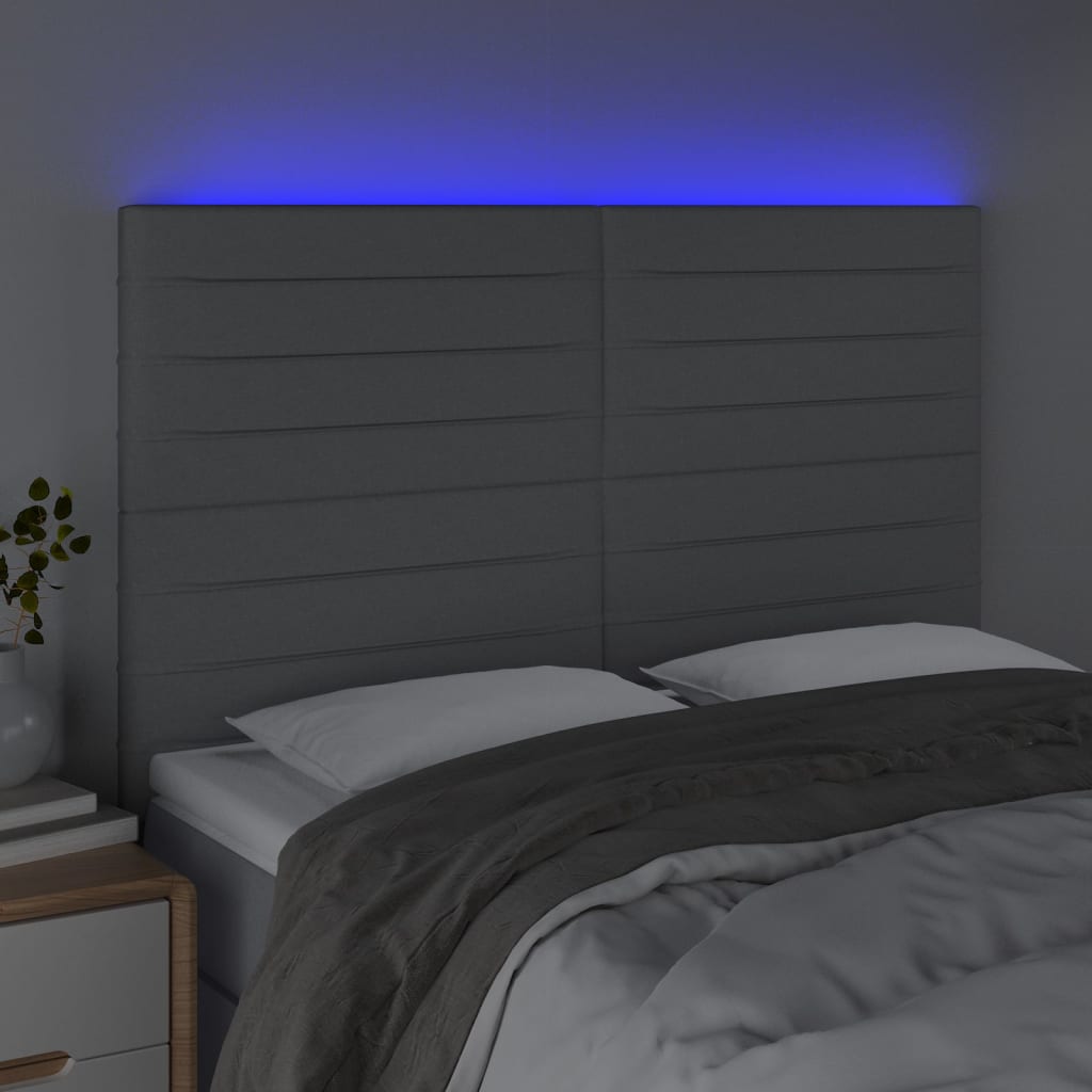 LED uzglavlje svjetlosivo 144x5x118/128 cm od tkanine