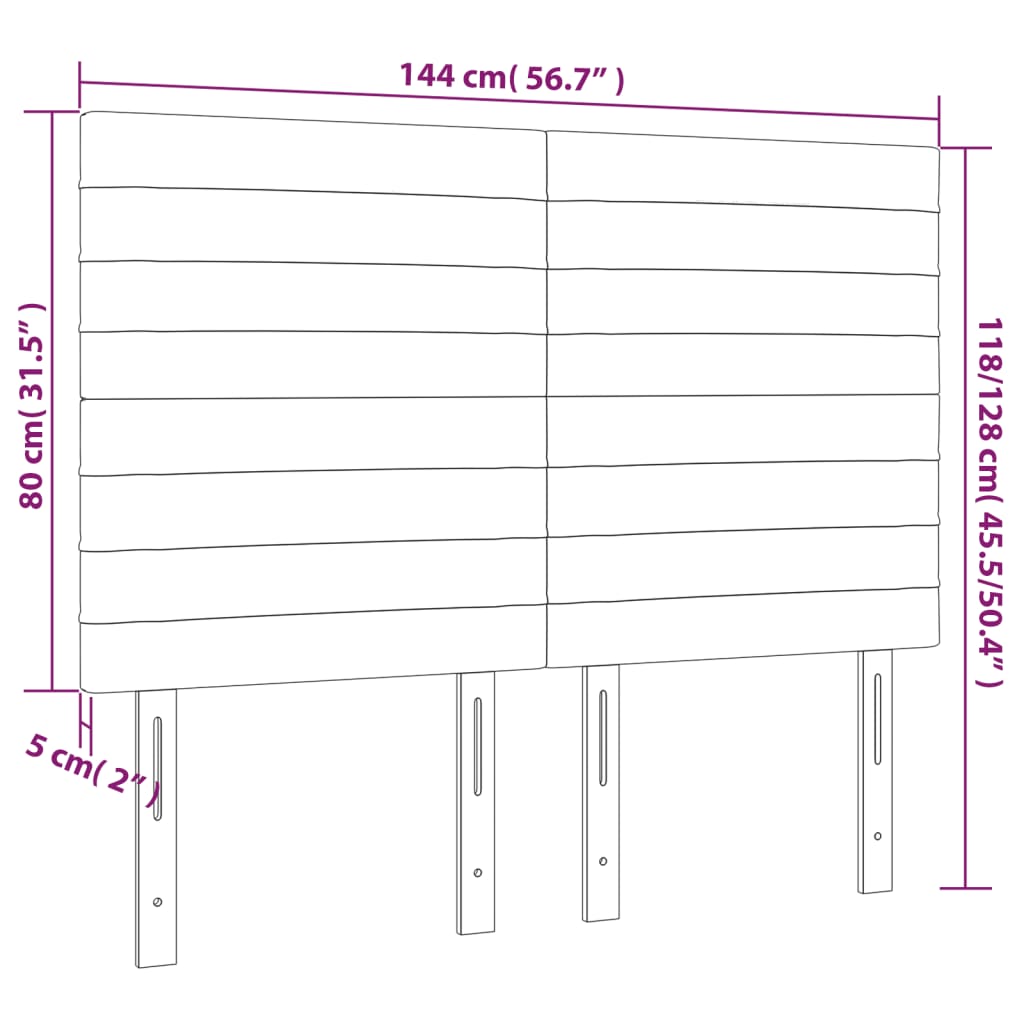 LED uzglavlje plavo 144x5x118/128 cm od tkanine