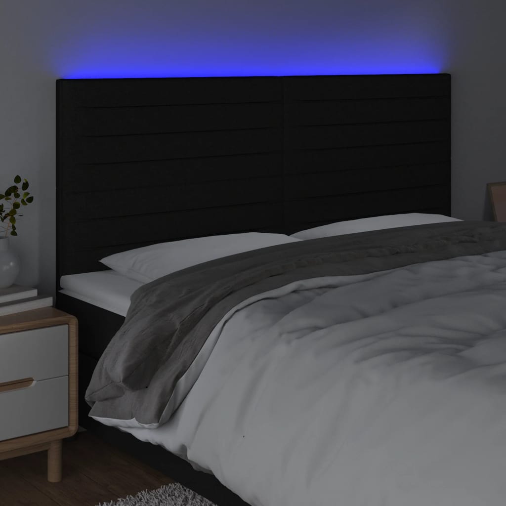 LED uzglavlje crno 160x5x118/128 cm od tkanine