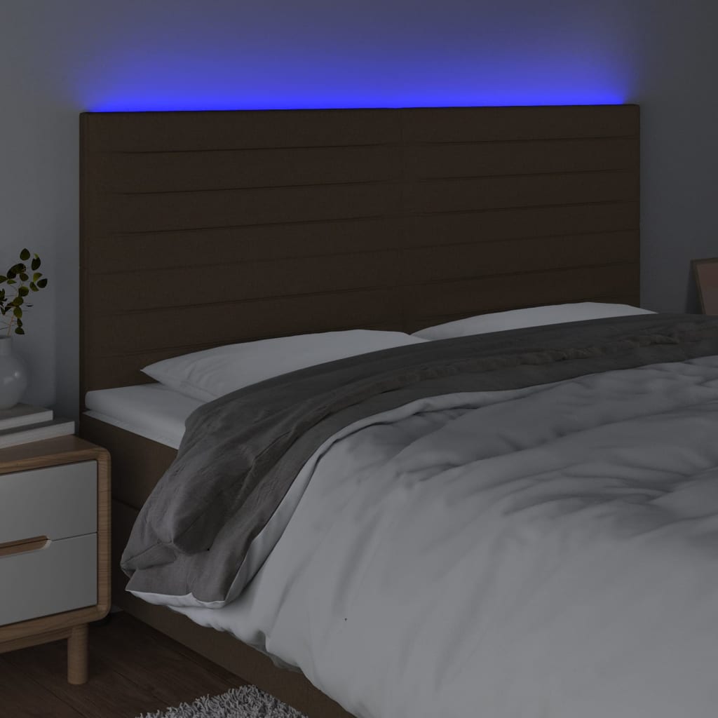 LED uzglavlje tamnosmeđe 180x5x118/128 cm od tkanine