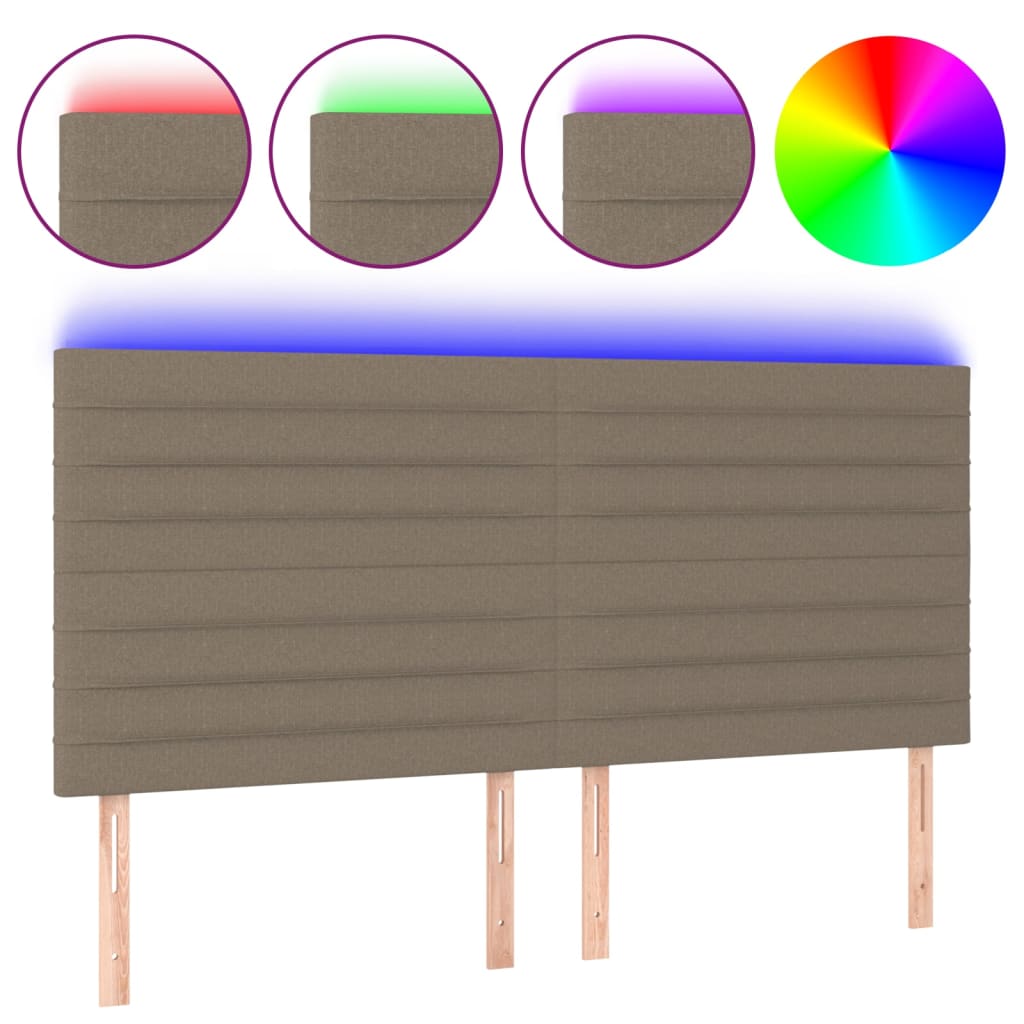 LED uzglavlje smeđesivo 200x5x118/128 cm od tkanine