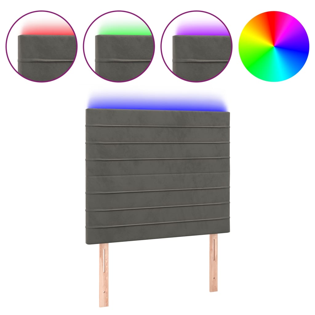LED uzglavlje tamnosivo 80x5x118/128 cm baršunasto