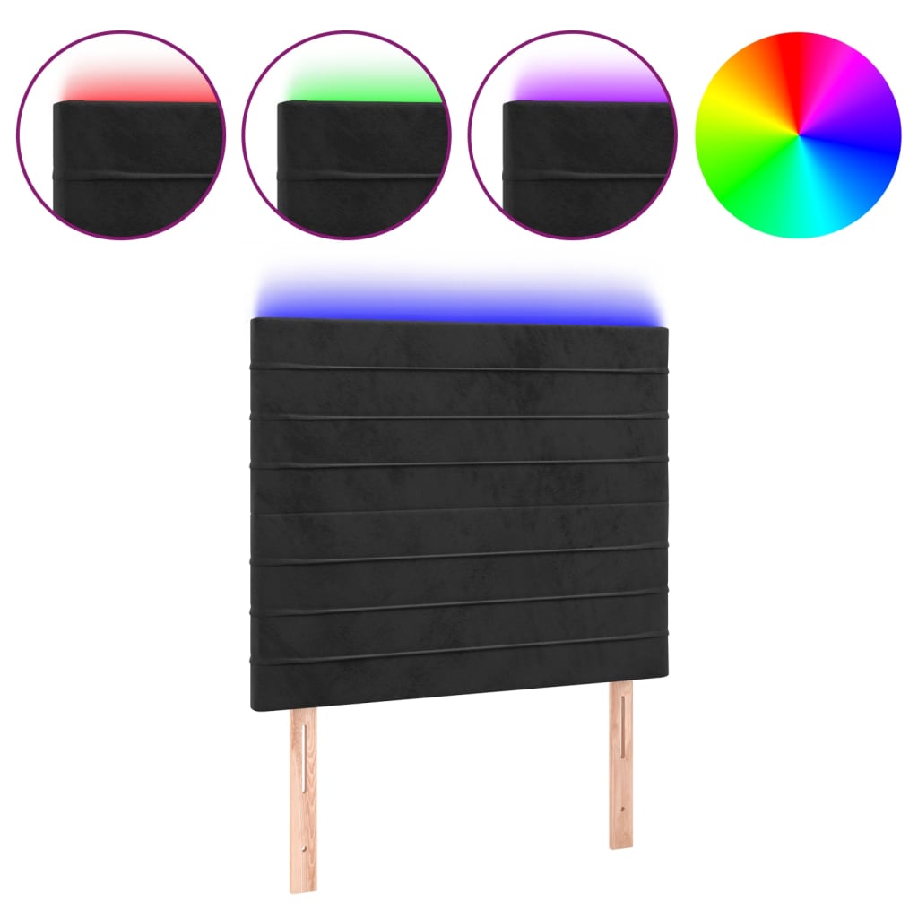 LED uzglavlje crno 80x5x118/128 cm baršunasto