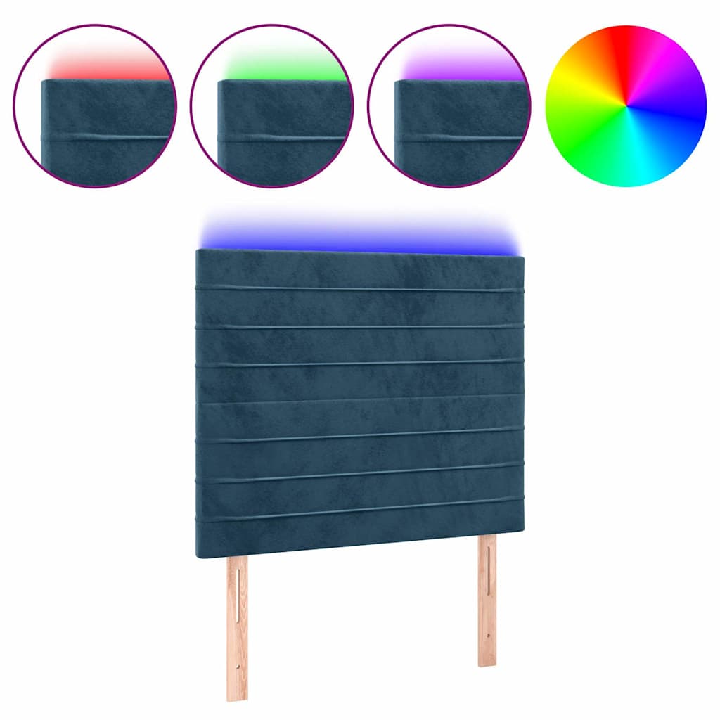 LED uzglavlje tamnoplavo 80x5x118/128 cm baršunasto