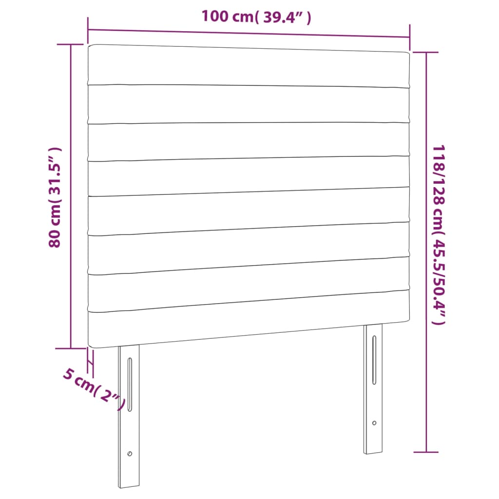 LED uzglavlje crno 100x5x118/128 cm baršunasto