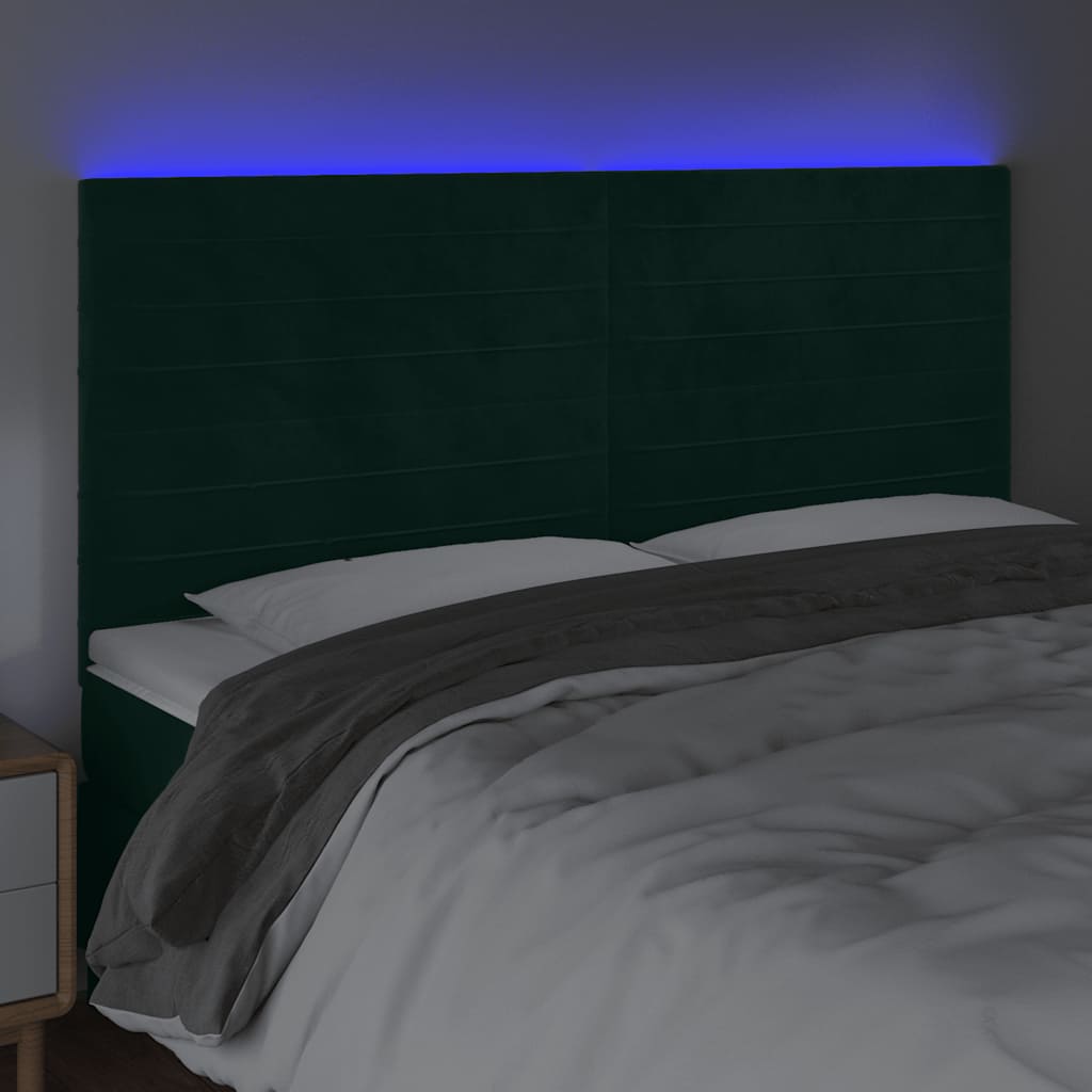 LED uzglavlje tamnozeleno 160x5x118/128 cm baršunasto