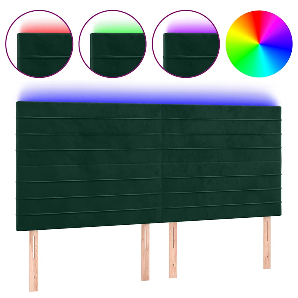 LED uzglavlje tamnozeleno 200x5x118/128 cm baršunasto