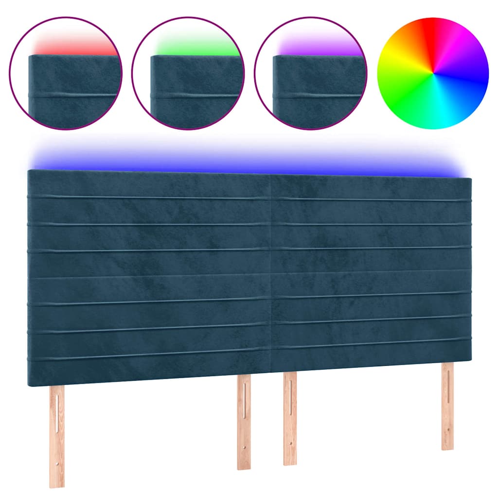 LED uzglavlje tamnoplavo 200x5x118/128 cm od tkanine