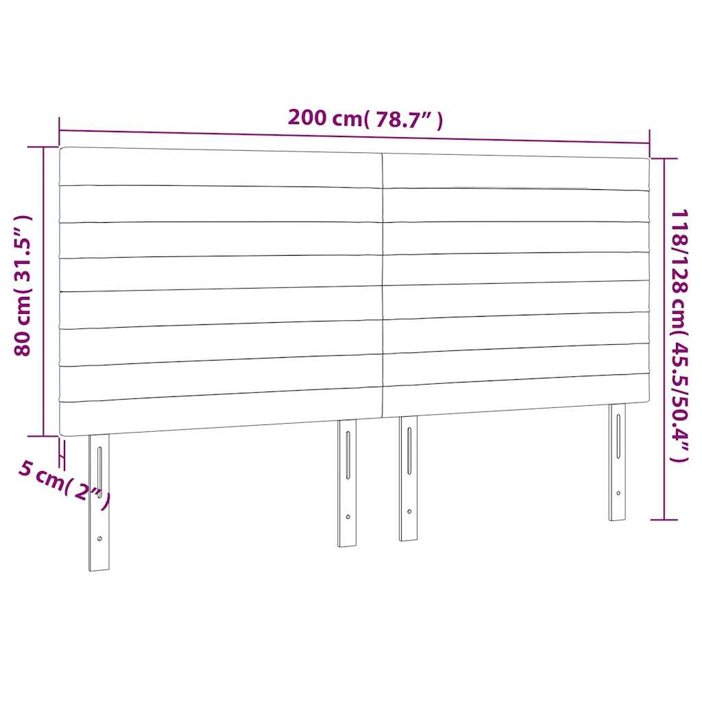 LED uzglavlje tamnoplavo 200x5x118/128 cm od tkanine