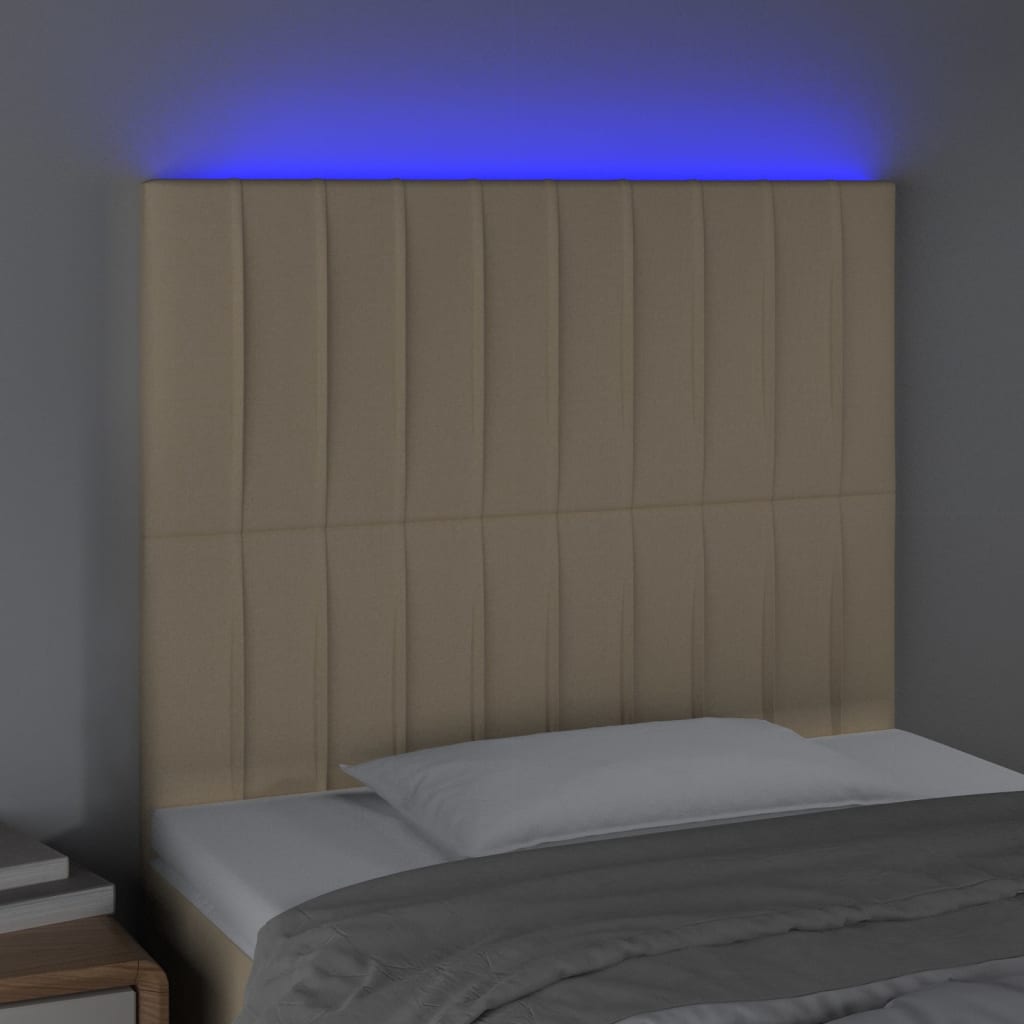 LED uzglavlje krem 90x5x118/128 cm od tkanine
