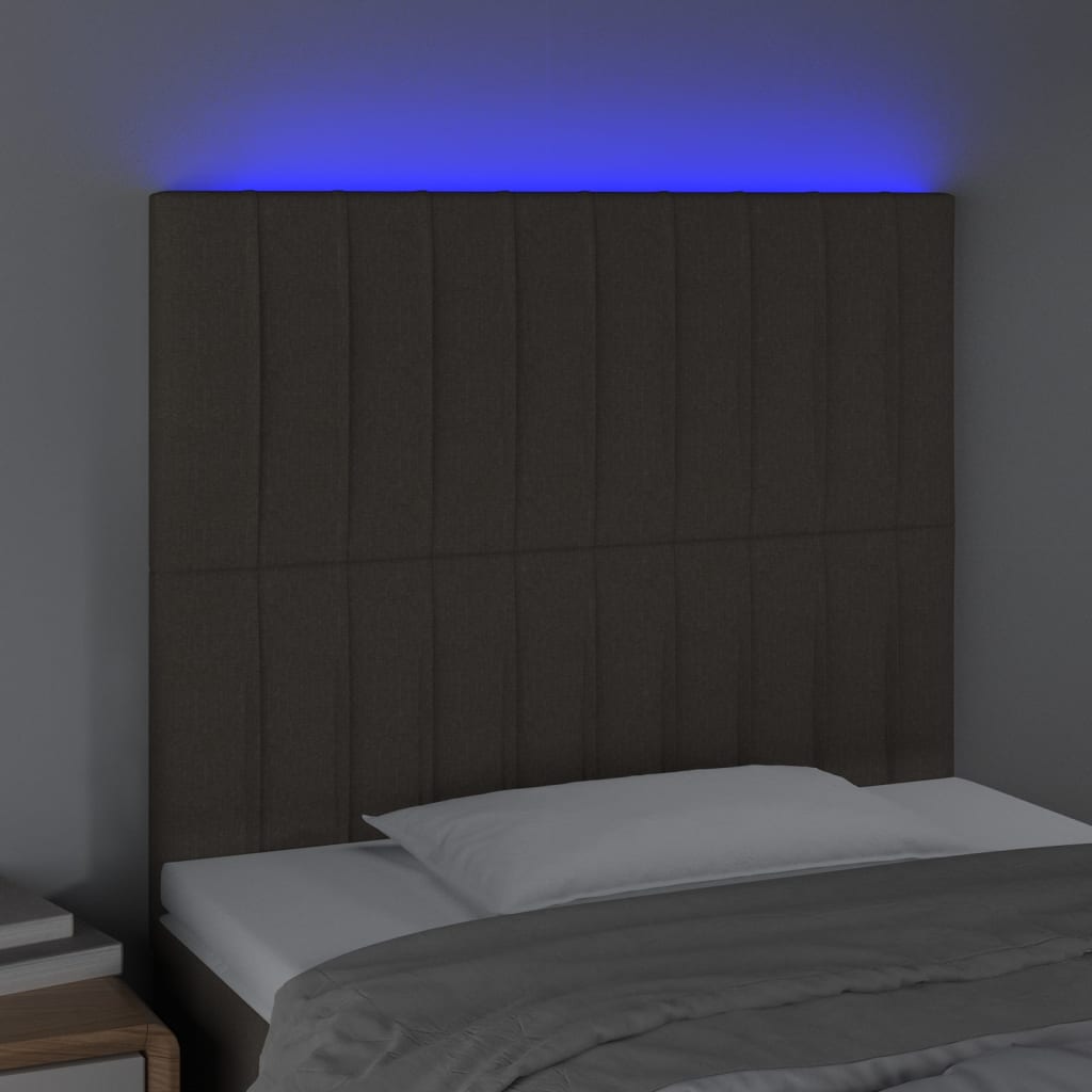 LED uzglavlje smeđesivo 100x5x118/128 cm od tkanine