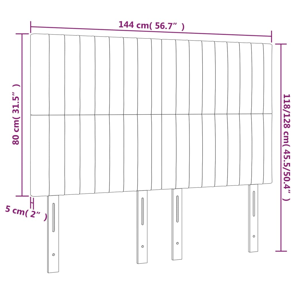 LED uzglavlje krem 144x5x118/128 cm od tkanine