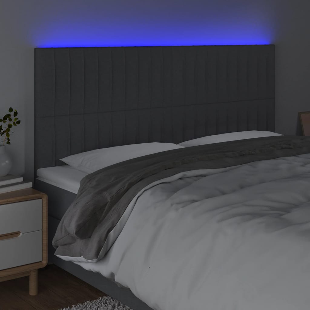 LED uzglavlje tamnosivo 160x5x118/128 cm od tkanine