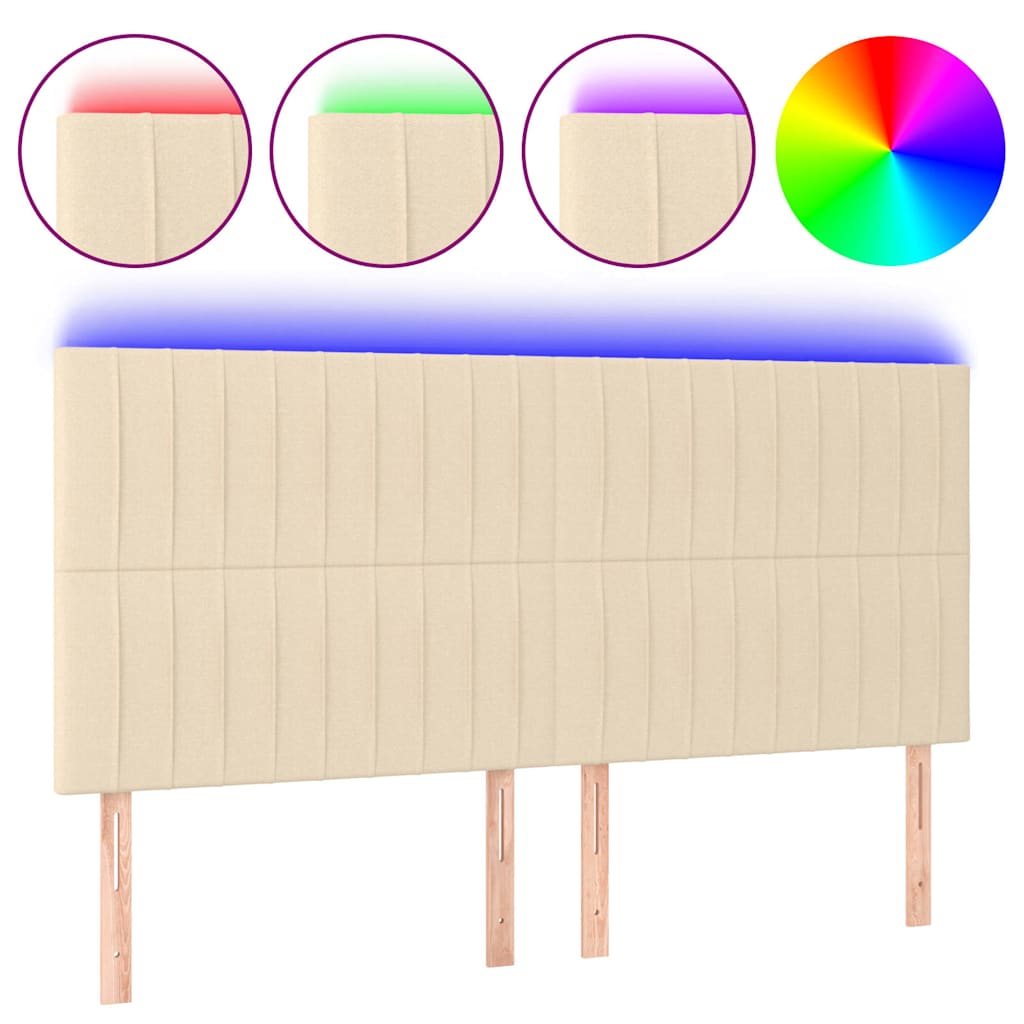 LED uzglavlje krem 180x5x118/128 cm od tkanine