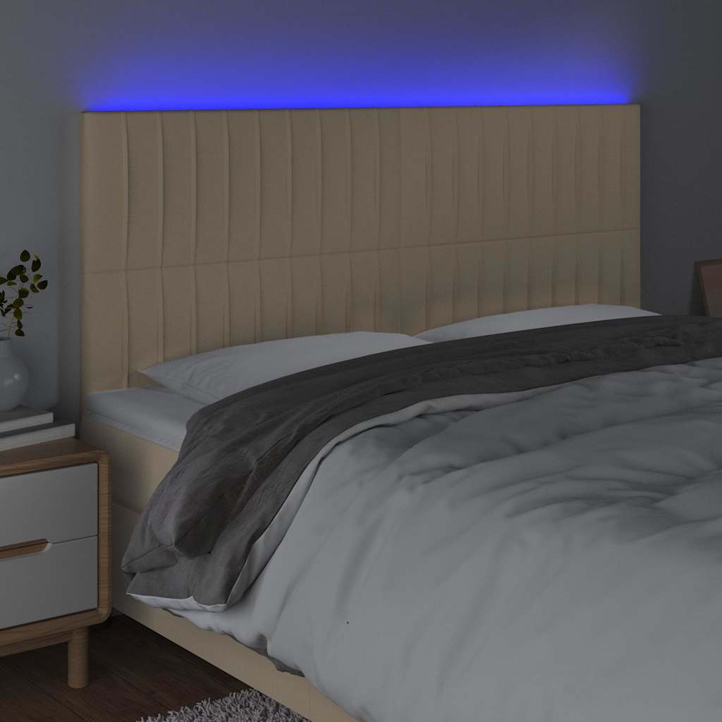 LED uzglavlje krem 180x5x118/128 cm od tkanine