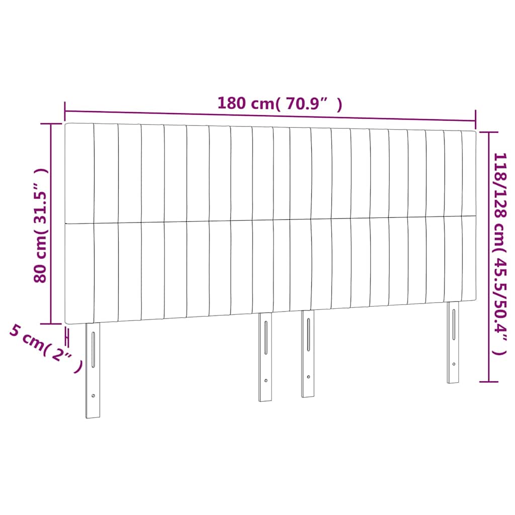 LED uzglavlje krem 180x5x118/128 cm od tkanine