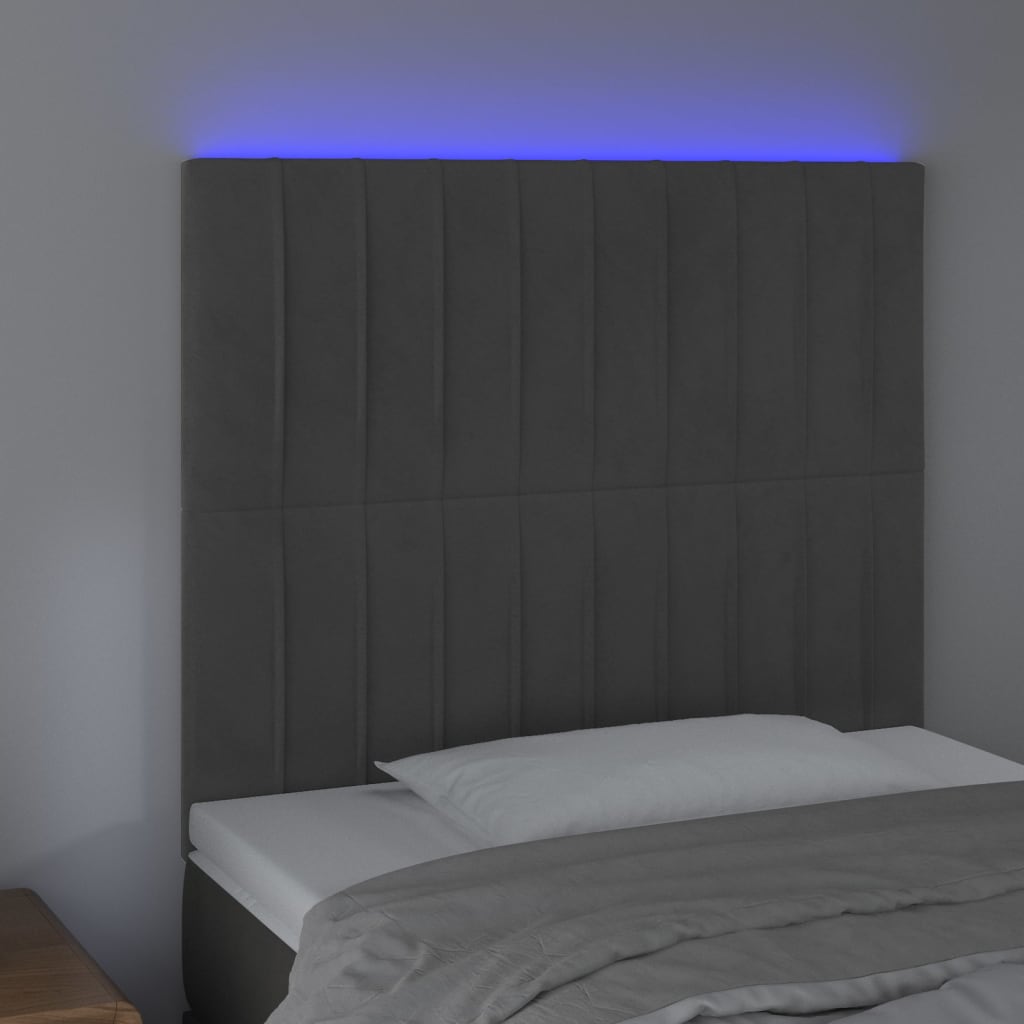 LED uzglavlje tamnosivo 90x5x118/128 cm baršunasto