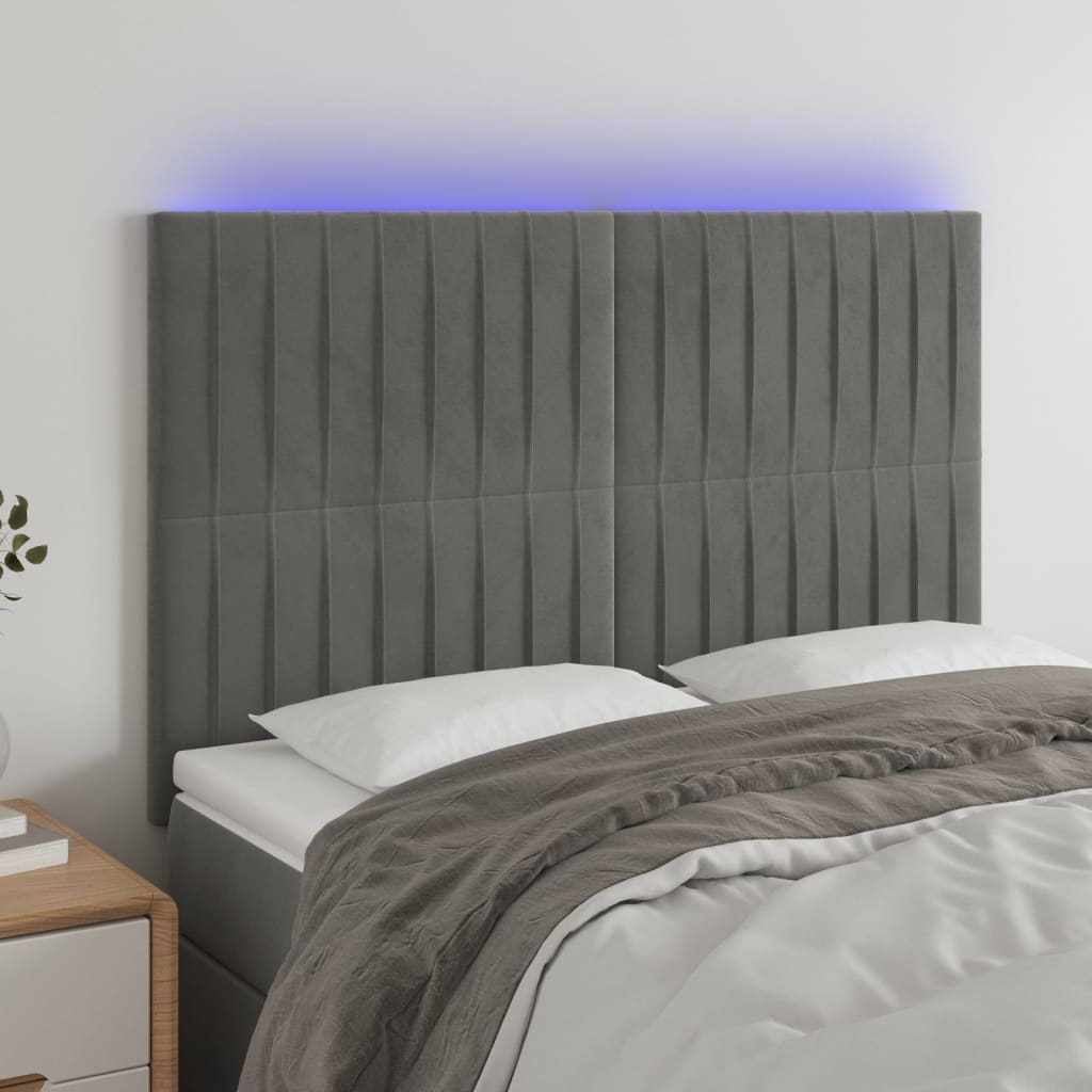 LED uzglavlje svjetlosivo 144x5x118/128 cm baršunasto