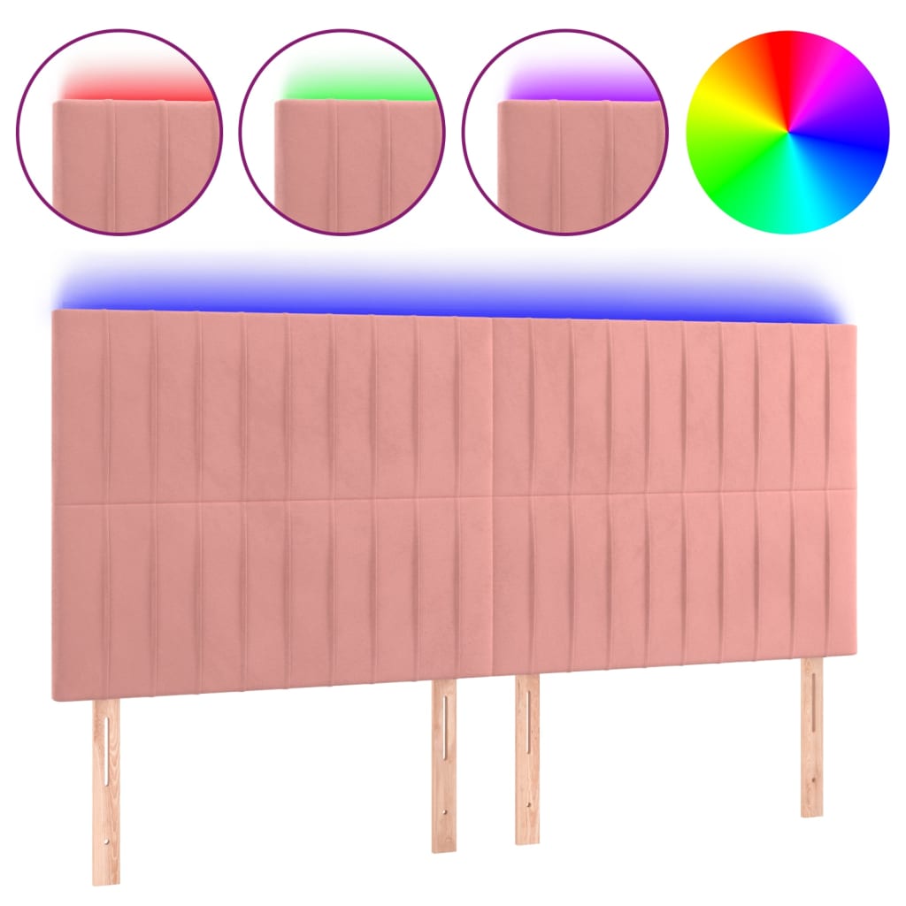 LED uzglavlje ružičasto 160x5x118/128 cm baršunasto