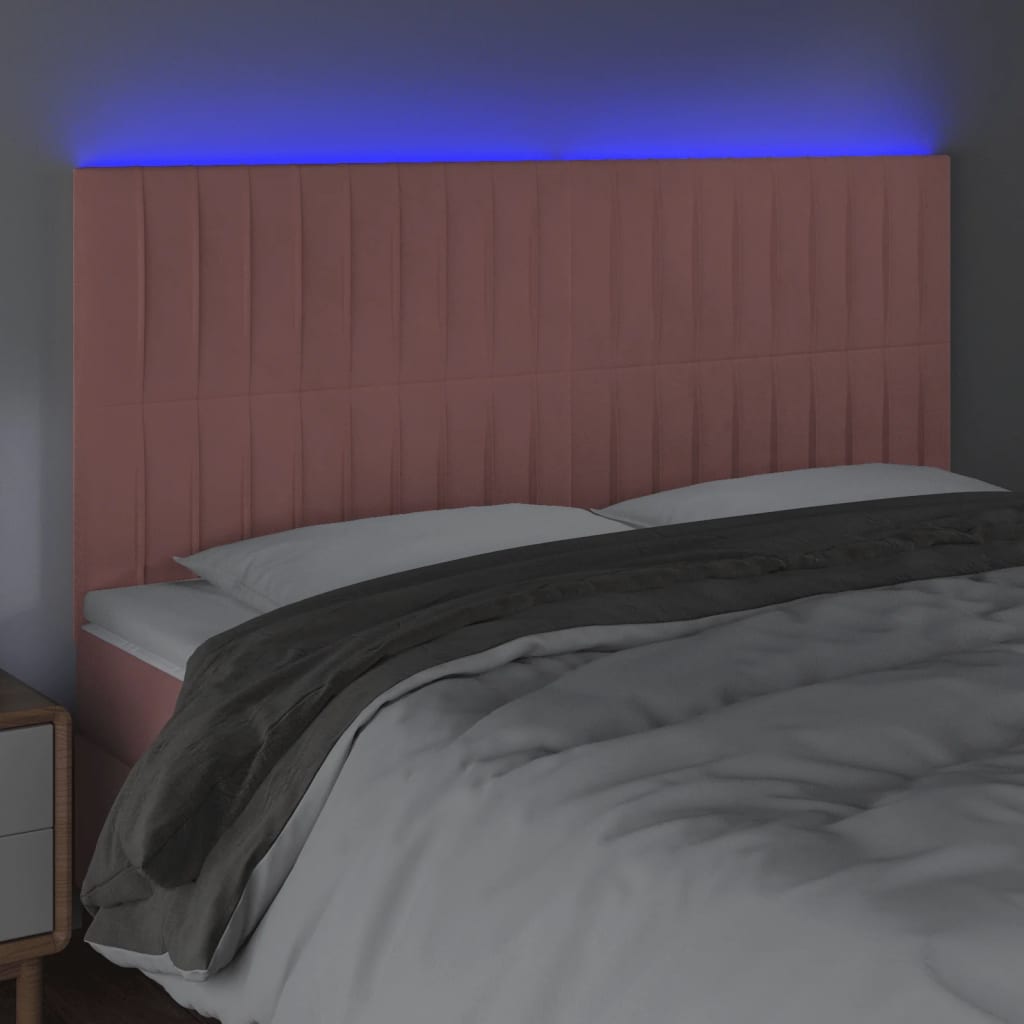 LED uzglavlje ružičasto 160x5x118/128 cm baršunasto