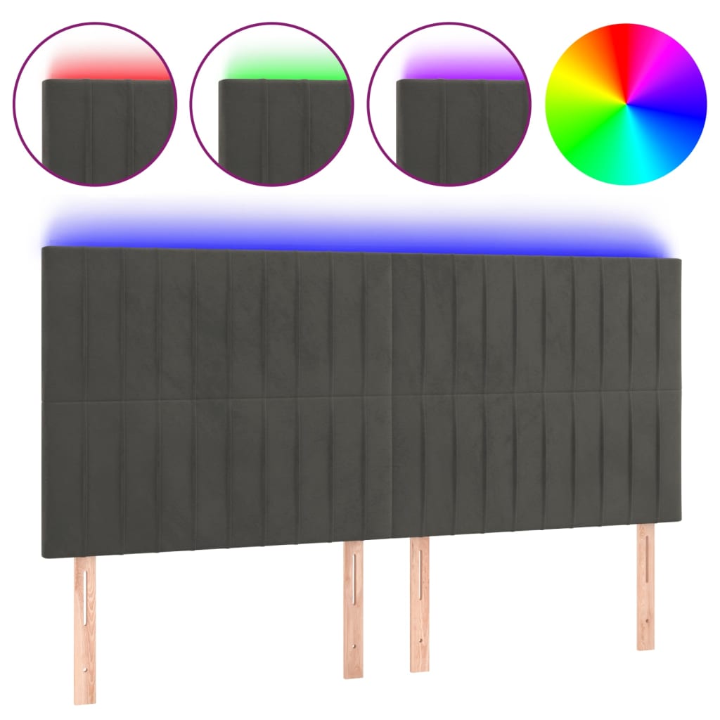 LED uzglavlje tamnosivo 180x5x118/128 cm baršunasto