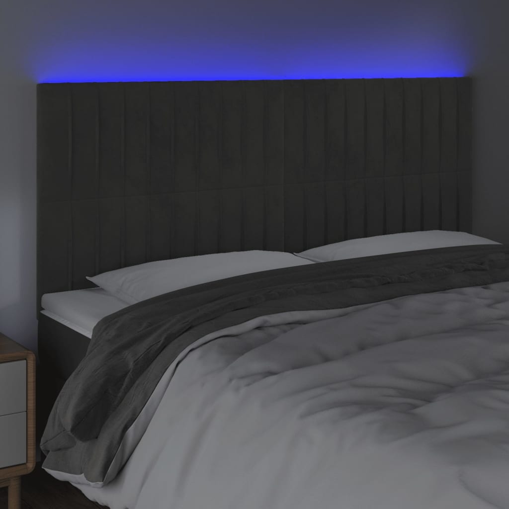 LED uzglavlje tamnosivo 180x5x118/128 cm baršunasto