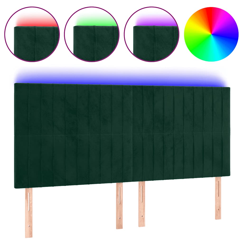 LED uzglavlje tamnozeleno 180x5x118/128 cm baršunasto