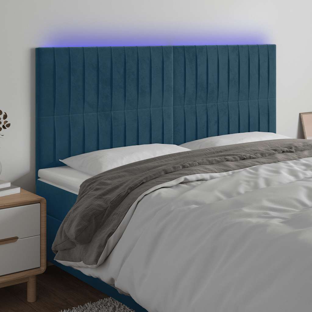 LED uzglavlje tamnoplavo 180x5x118/128 cm baršunasto